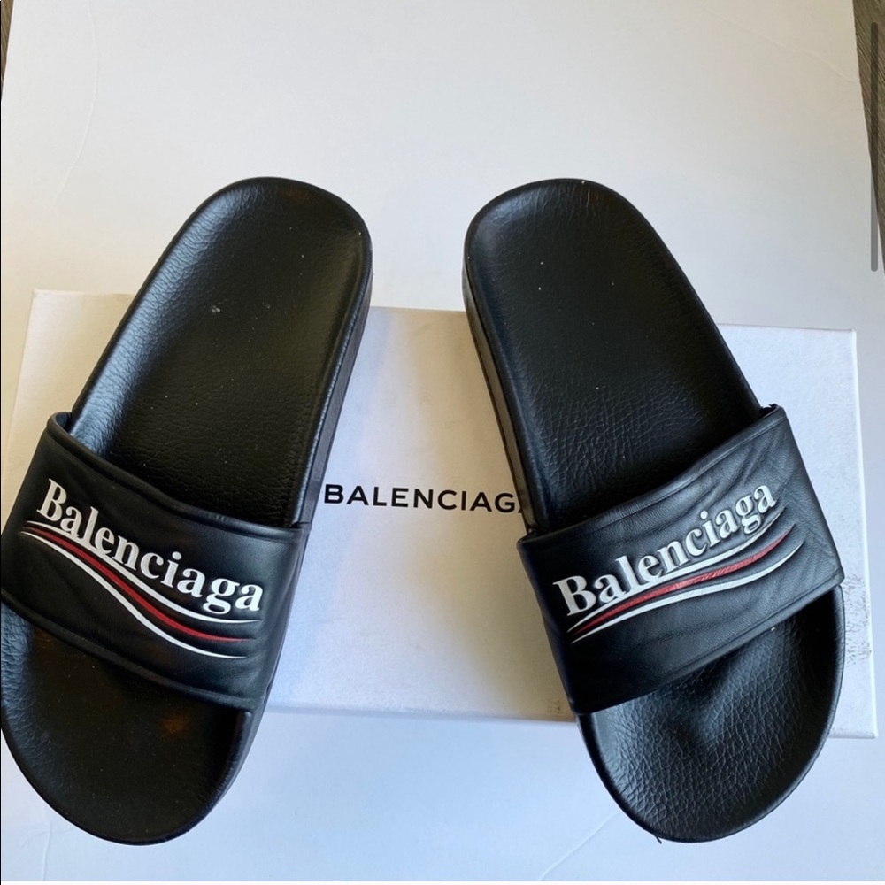 Leather Balenciaga slides